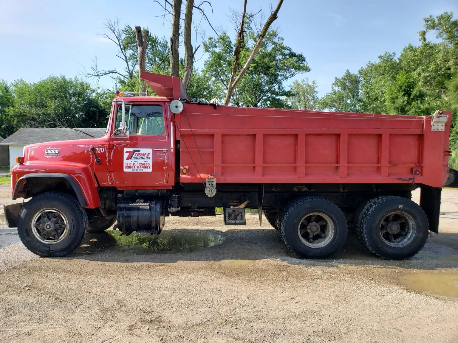 Red Trim's Trucking dump truck